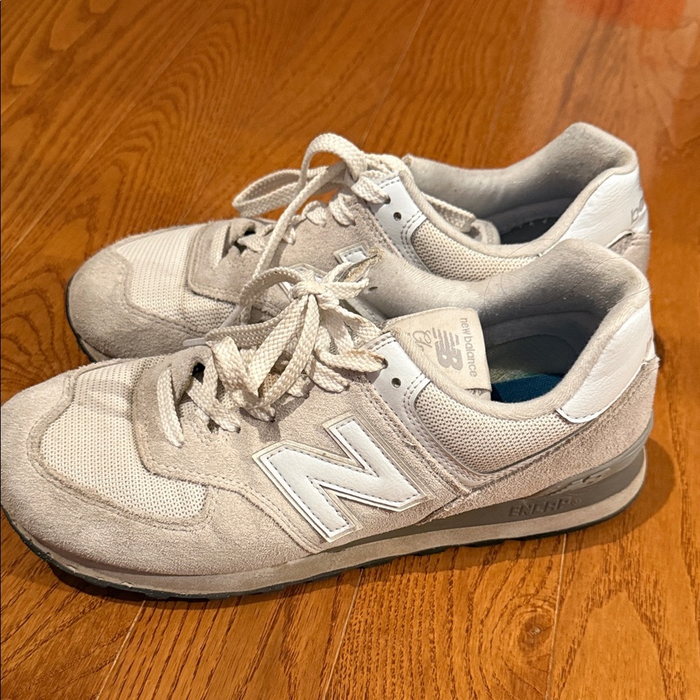 New Balance 574s white and gray